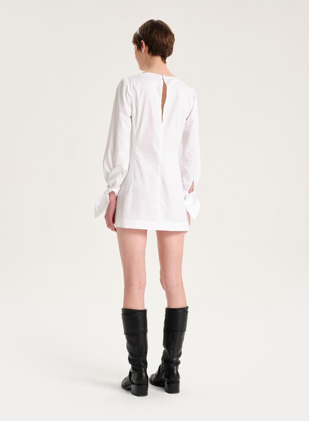 Etiqueta negra Vestido manga larga poplin Rebajas baratas