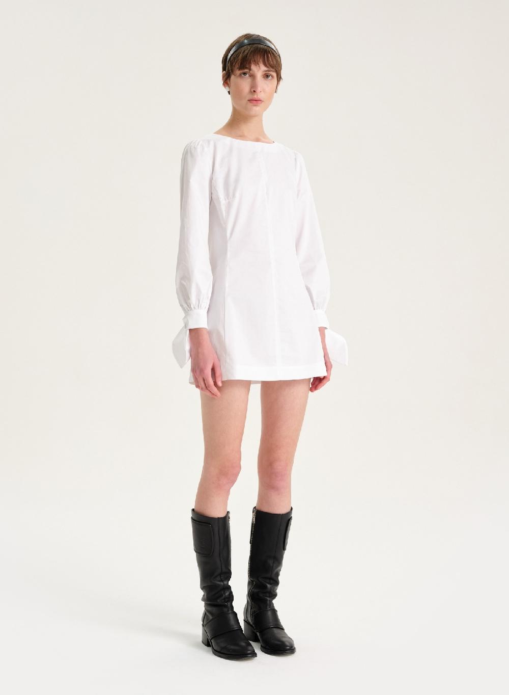 Etiqueta negra Vestido manga larga poplin Rebajas baratas