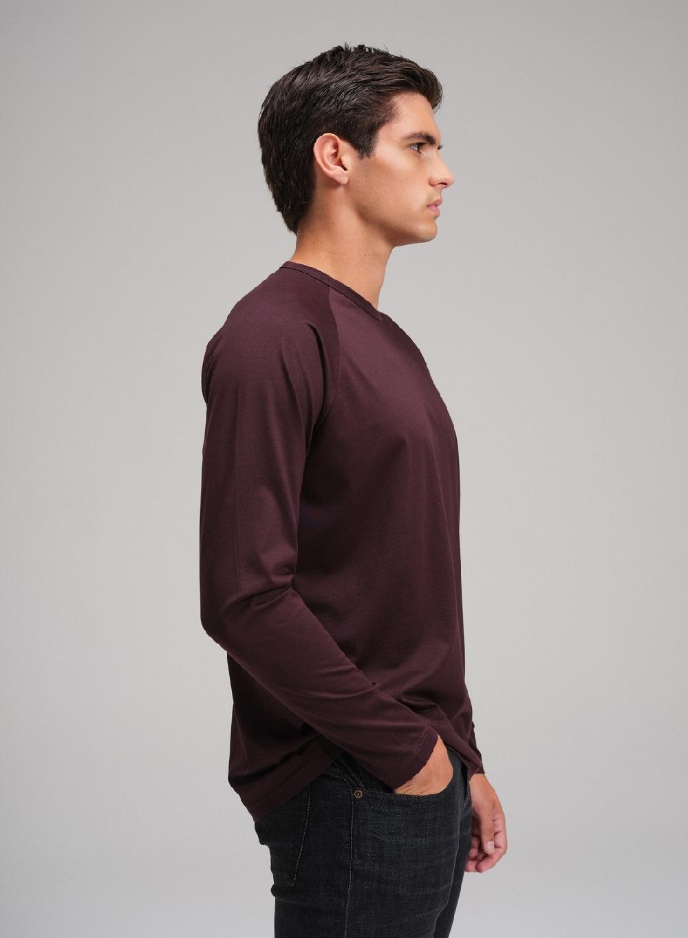 Etiqueta negra Remera raglan cuello U manga larga luxury Ventas relámpago