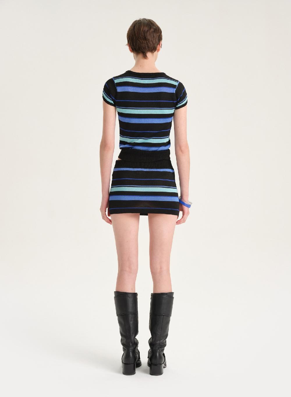Etiqueta negra Pollera rayas lurex Venta caliente