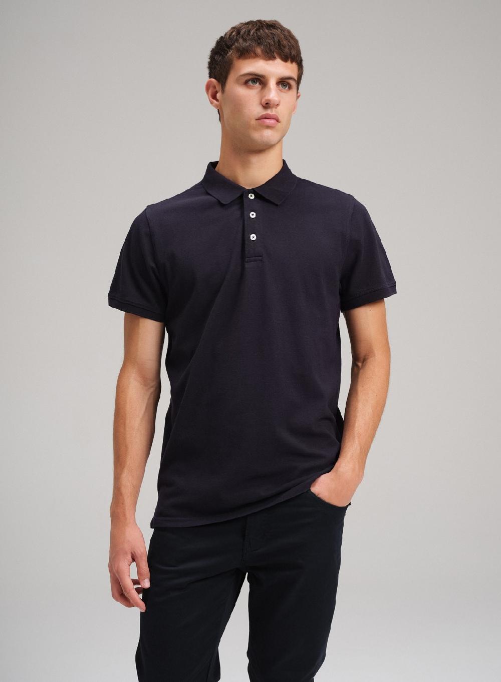 Etiqueta negra Chomba pique garment wash Rebajas top