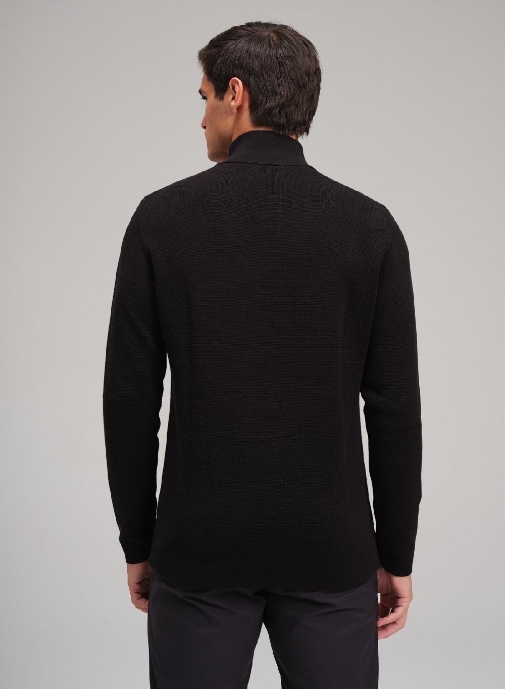 Etiqueta negra Sweater media polera cierre Ottoman Promoción trimestral