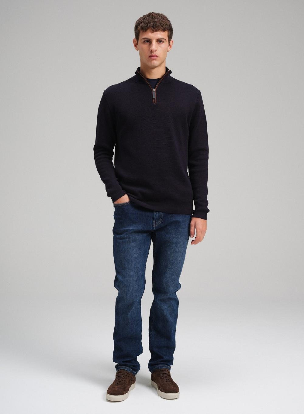Etiqueta negra Sweater media polera cierre Ottoman Superdescuento
