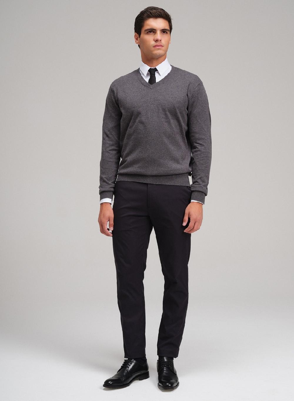 Etiqueta negra Sweater cuello V algodon cashmere Tienda de fábrica