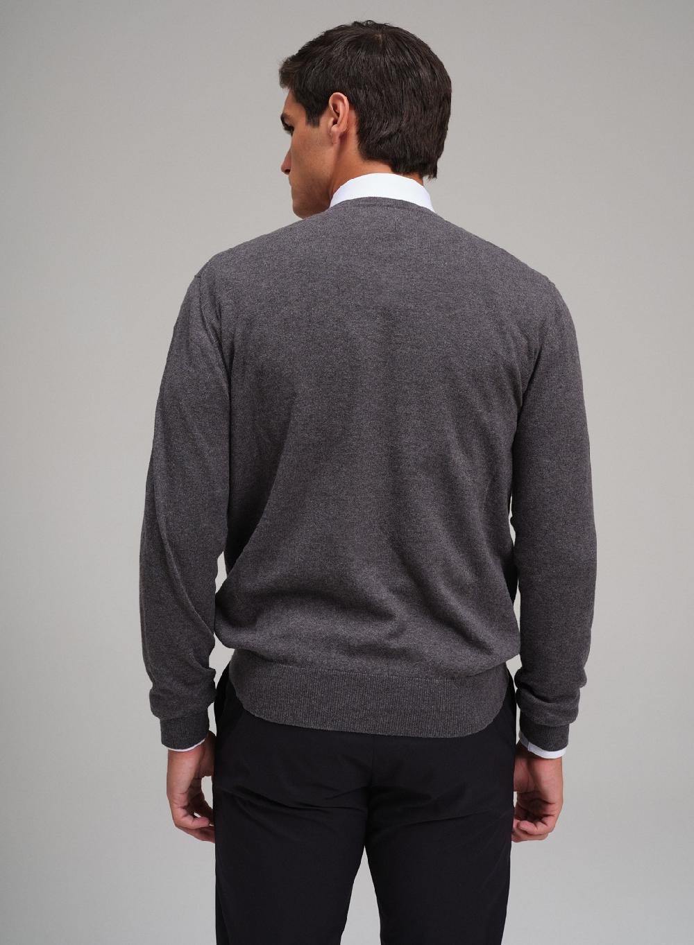 Etiqueta negra Sweater cuello V algodon cashmere Tienda de fábrica