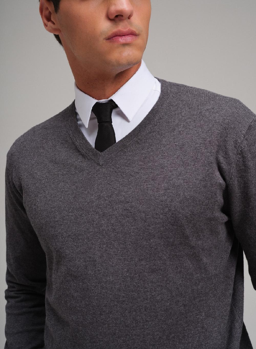 Etiqueta negra Sweater cuello V algodon cashmere Tienda de fábrica