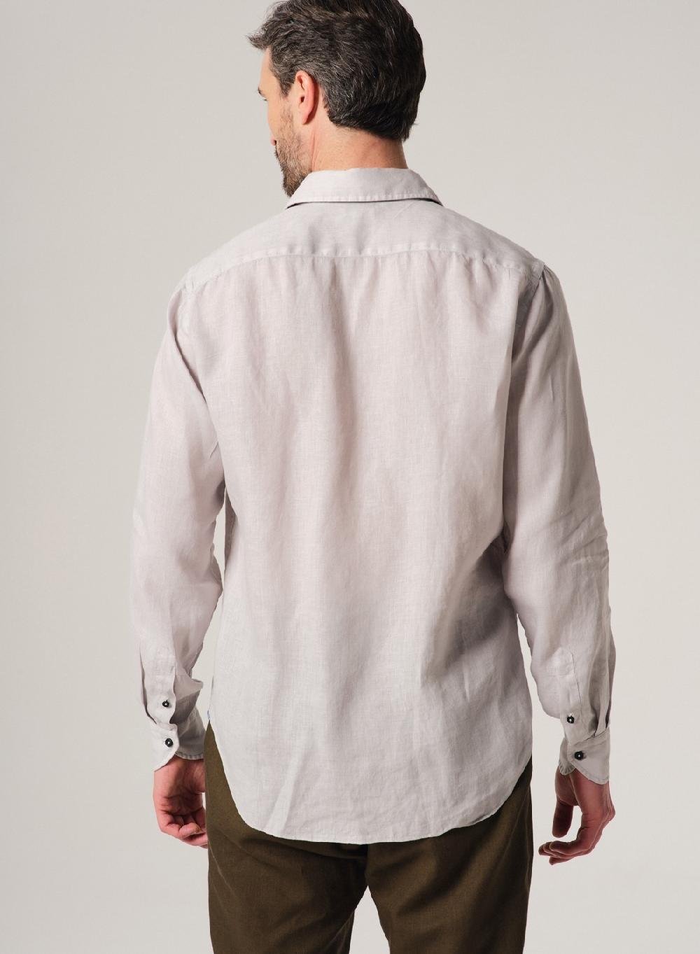 Etiqueta negra Camisa Lino Garment DYE Made in Italy 2025