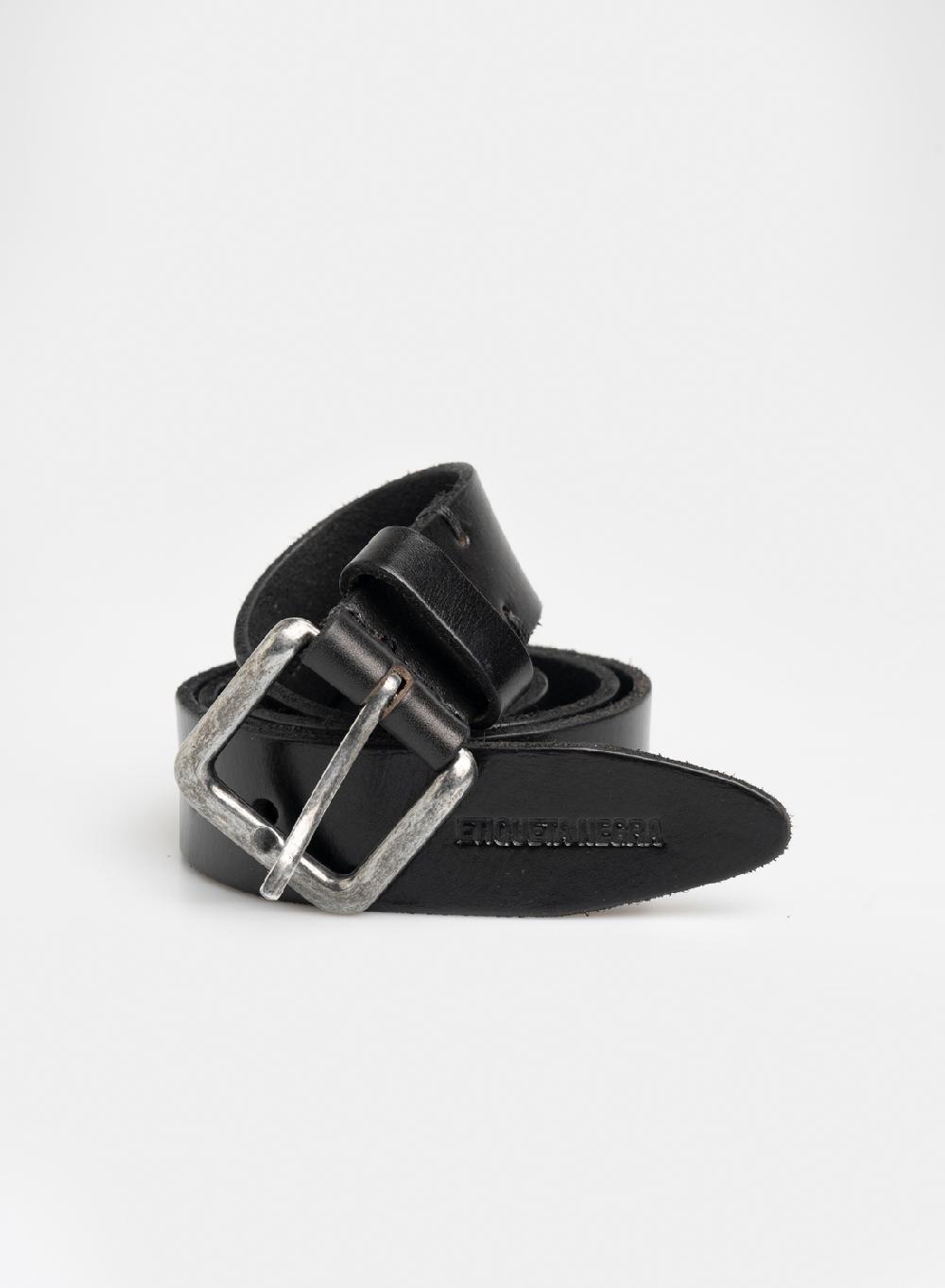 Etiqueta negra Cinturon vintage hebilla plata