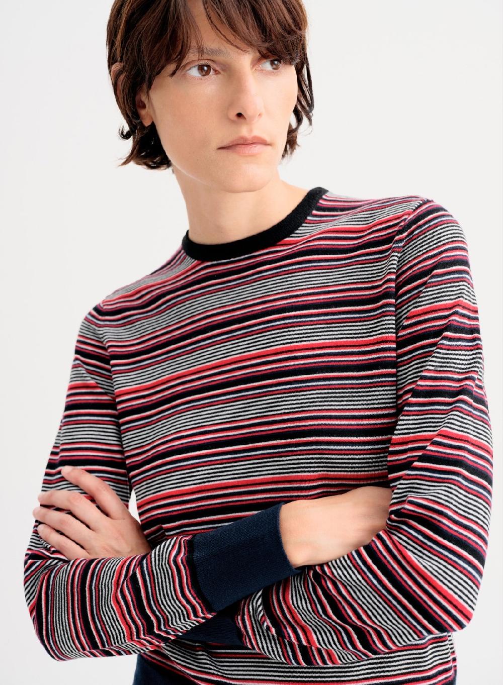 Etiqueta negra Sweater clasico rayitas merino Última moda