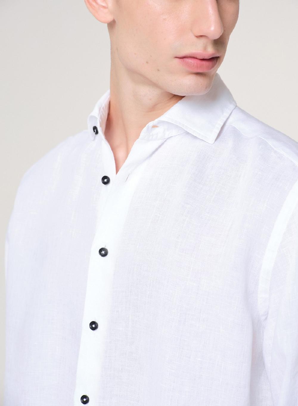 Etiqueta negra Camisa Lino Garment DYE Made in Italy Outlet online