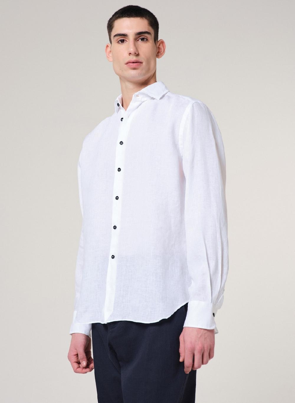 Etiqueta negra Camisa Lino Garment DYE Made in Italy Outlet online
