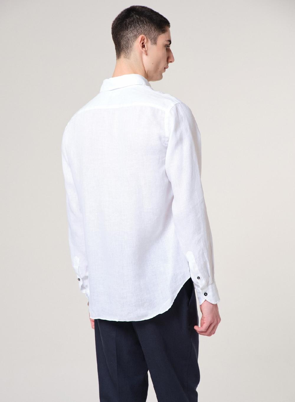 Etiqueta negra Camisa Lino Garment DYE Made in Italy Outlet online