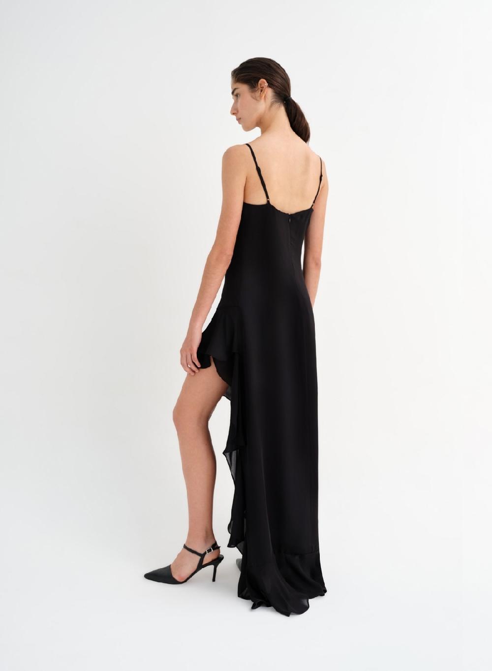 Etiqueta negra Vestido volado gasa seda ÚLTIMAS EDICIONES
