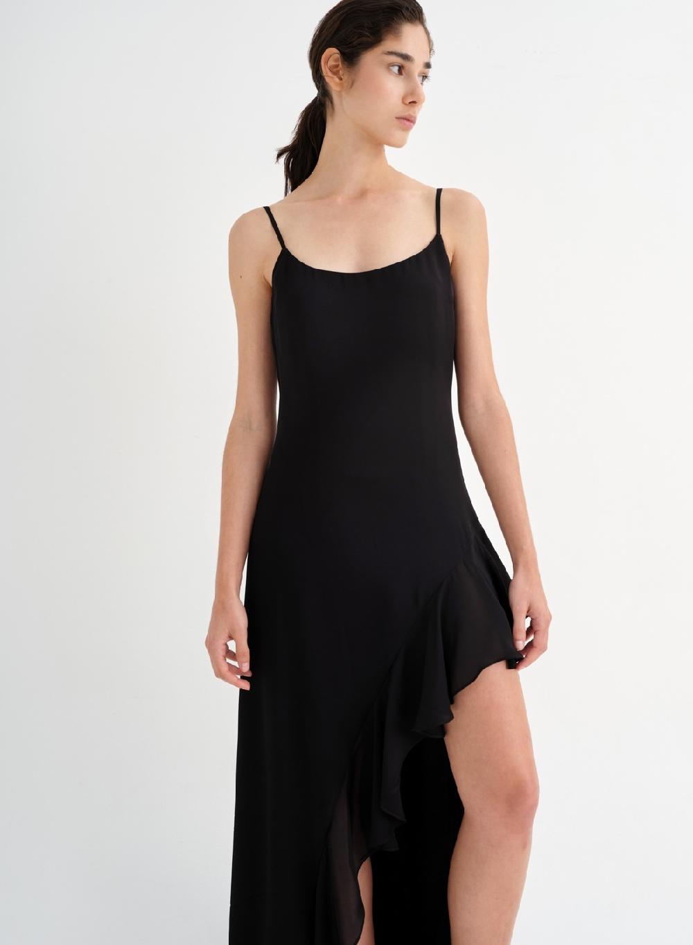Etiqueta negra Vestido volado gasa seda ÚLTIMAS EDICIONES