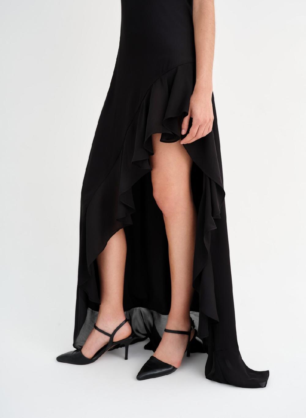 Etiqueta negra Vestido volado gasa seda ÚLTIMAS EDICIONES
