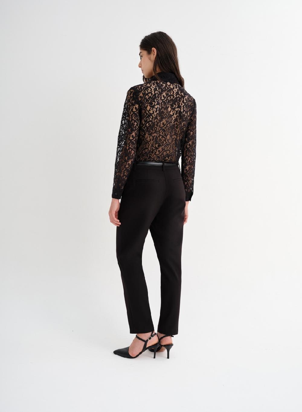 Etiqueta negra Camisa encaje Precio de fábrica