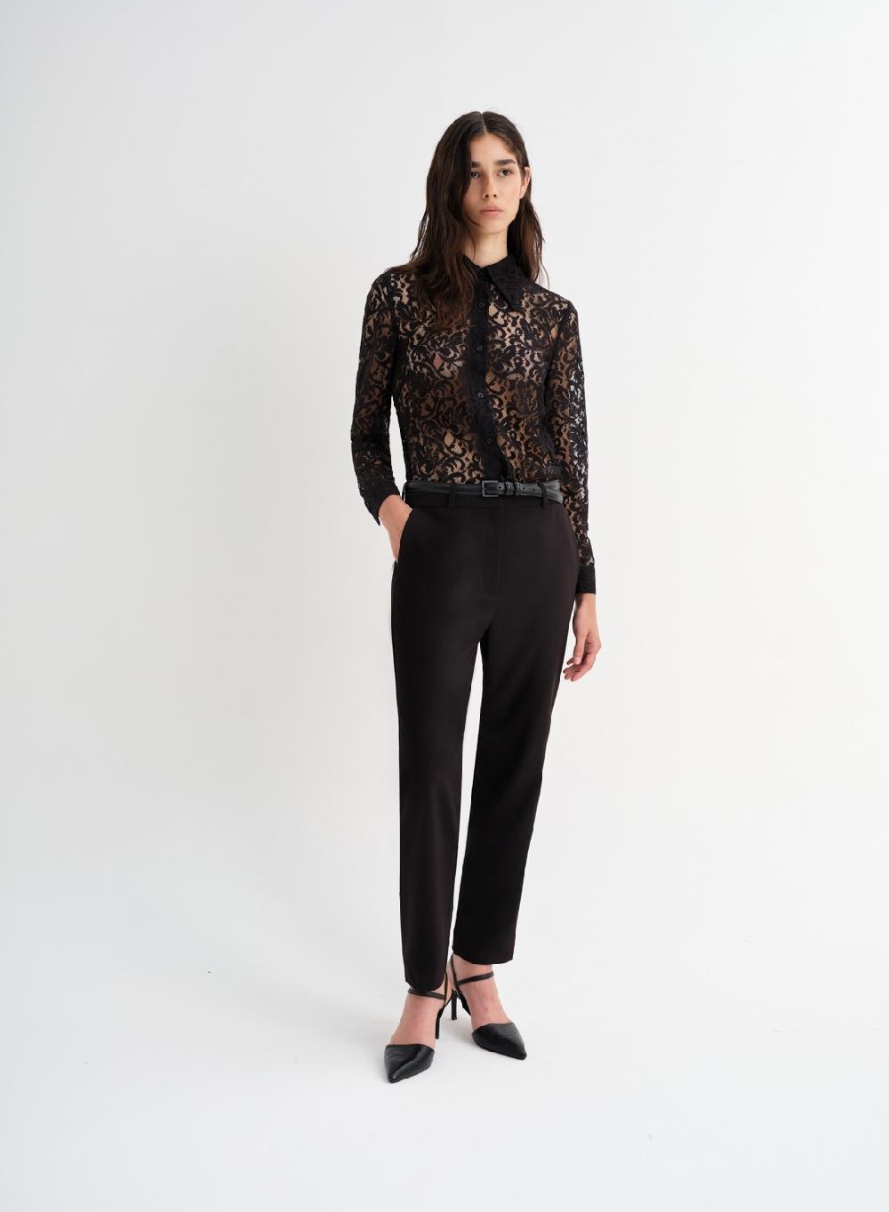 Etiqueta negra Camisa encaje Precio de fábrica