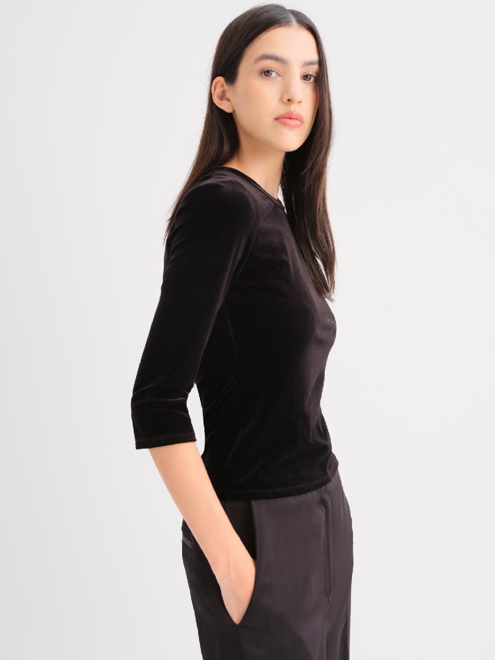 Etiqueta negra Remera terciopelo spandex Promoción por tiempo limitado