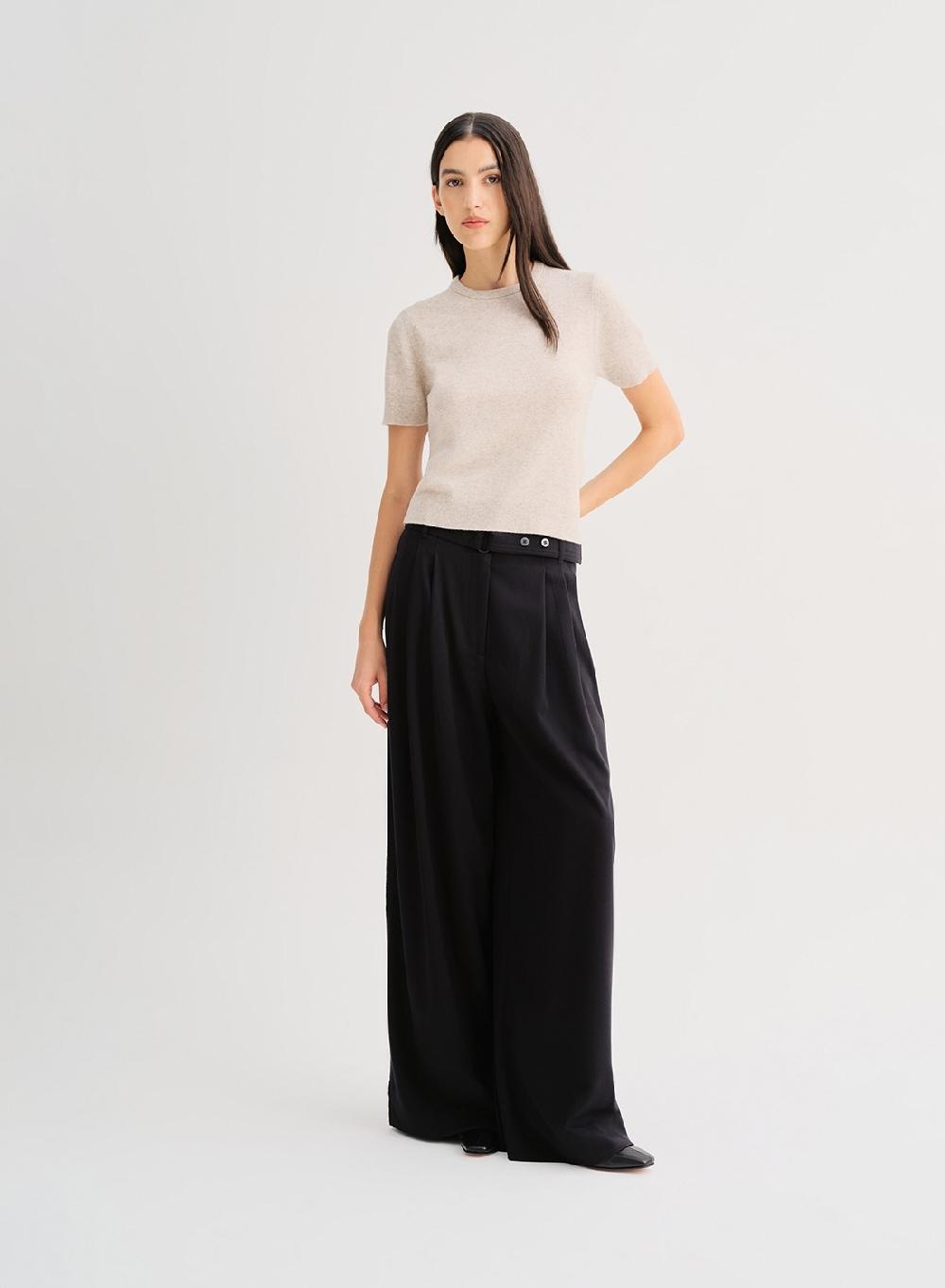 Etiqueta negra Remera tejida lana cashmere Tienda de fábrica
