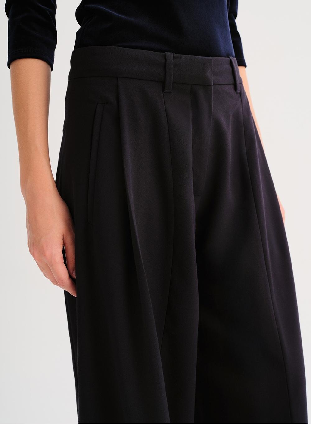 Etiqueta negra Pantalon ancho formal Venta caliente