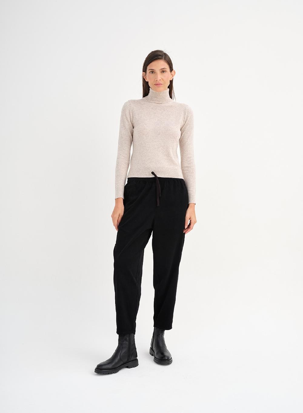 Etiqueta negra Babucha combinada corderoy