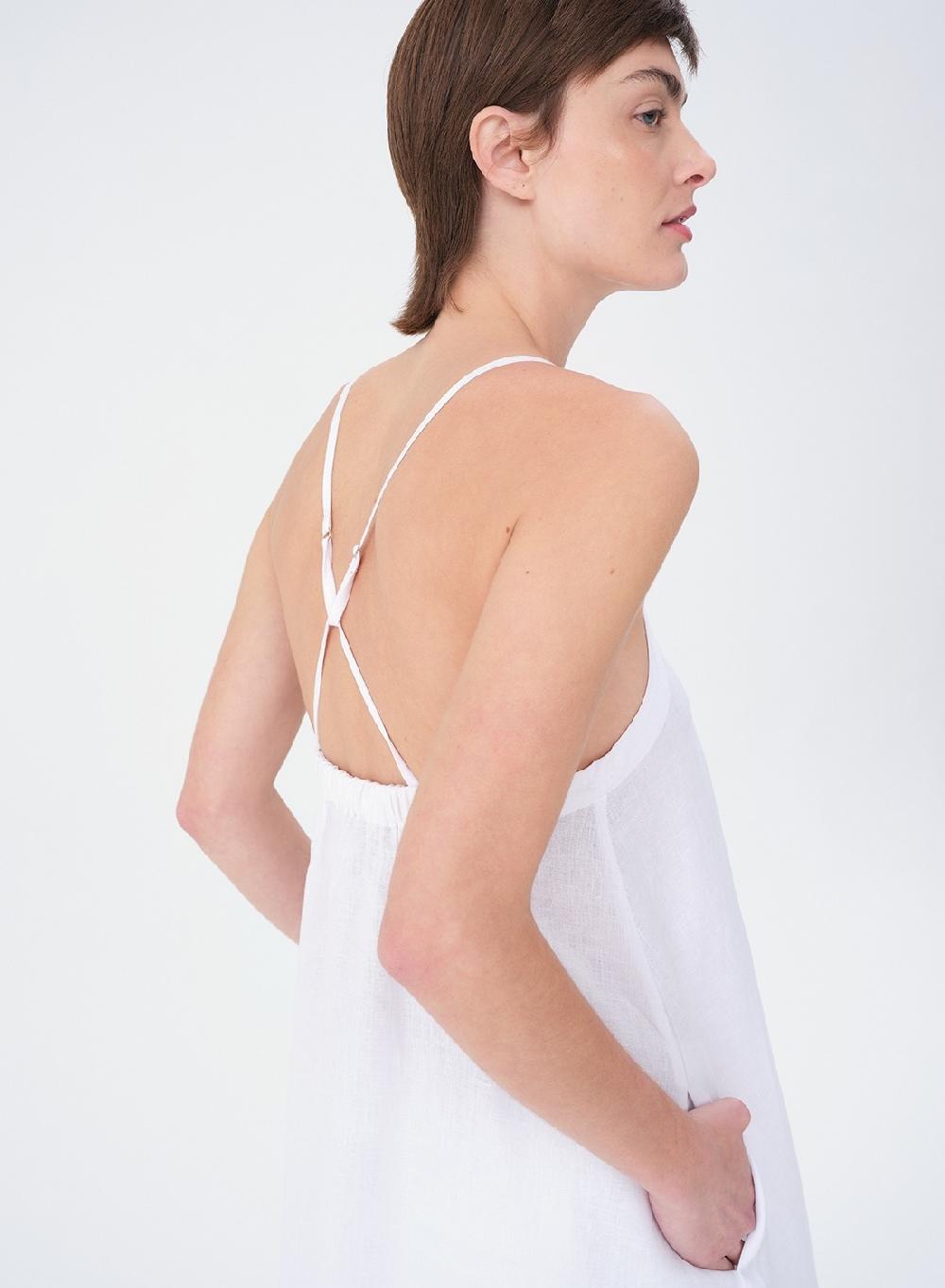 Etiqueta negra Vestido breteles lino Rebajas online