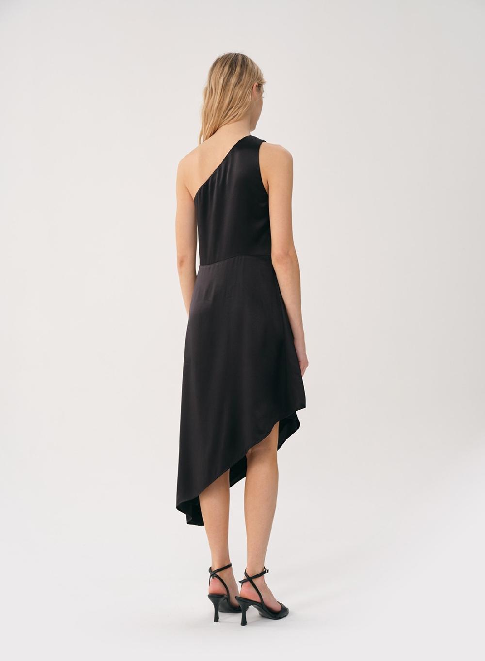 Etiqueta negra VESTIDO UN HOMBRO SEDA Oferta especial
