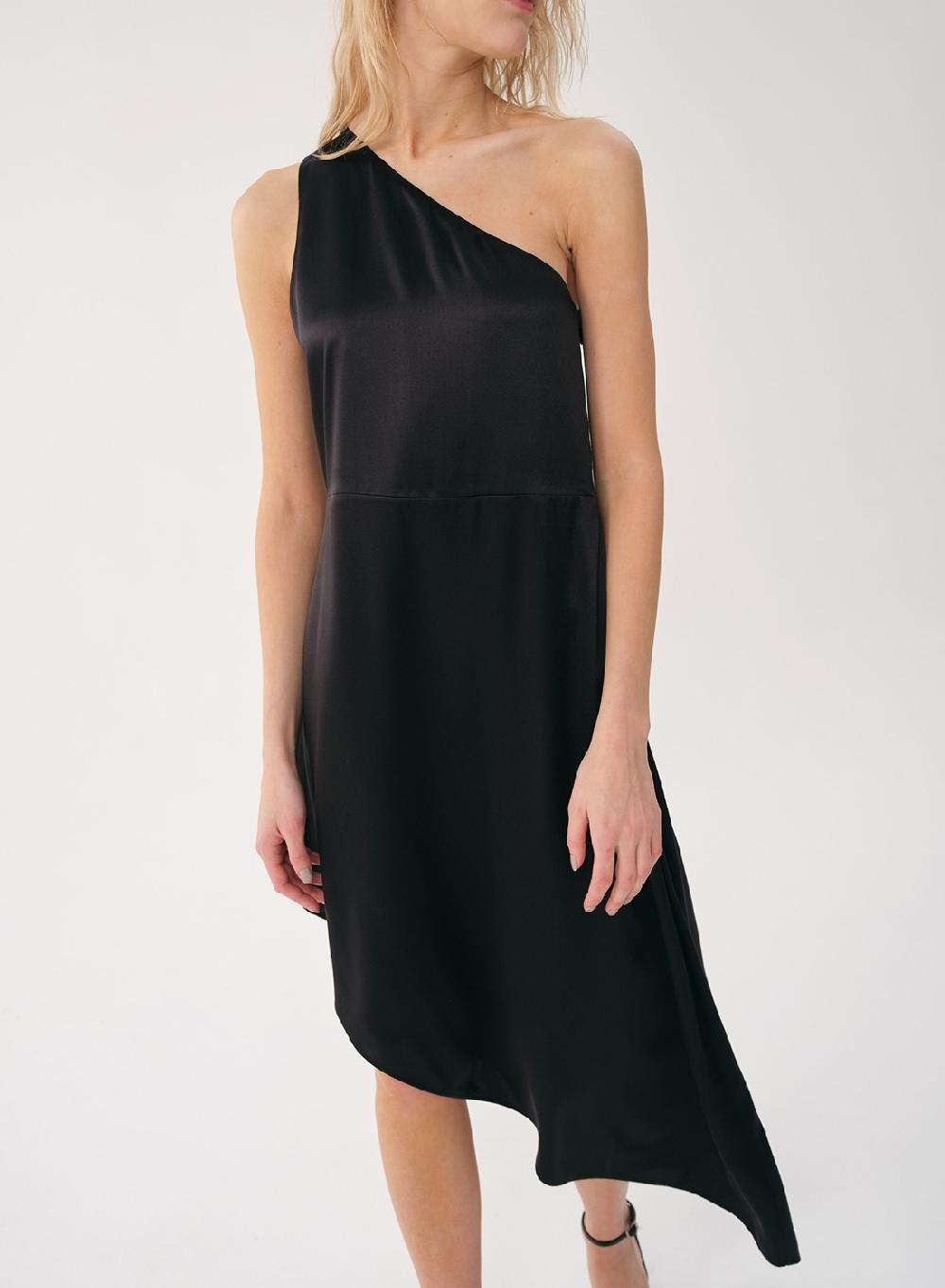 Etiqueta negra VESTIDO UN HOMBRO SEDA Oferta especial