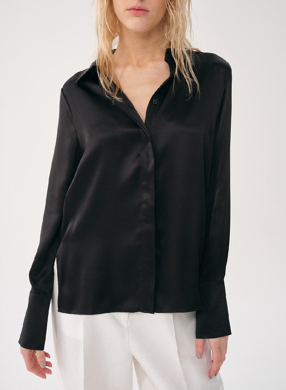 Etiqueta negra Camisa clásica seda Envío gratis
