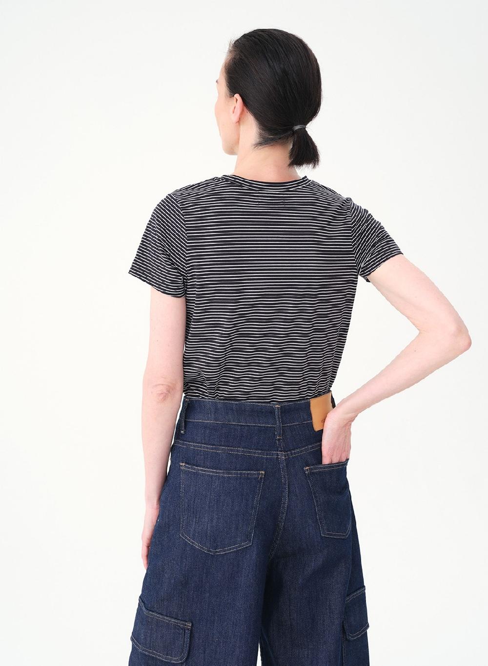 Etiqueta negra REMERA RAYADA ALGODON LYCRA Tienda de fábrica