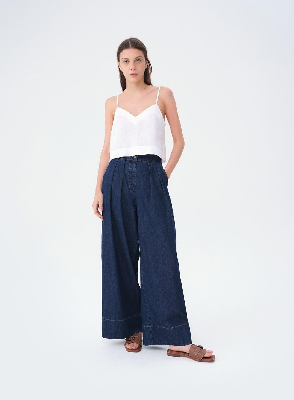 Etiqueta negra Pantalon denim liviano Descuento