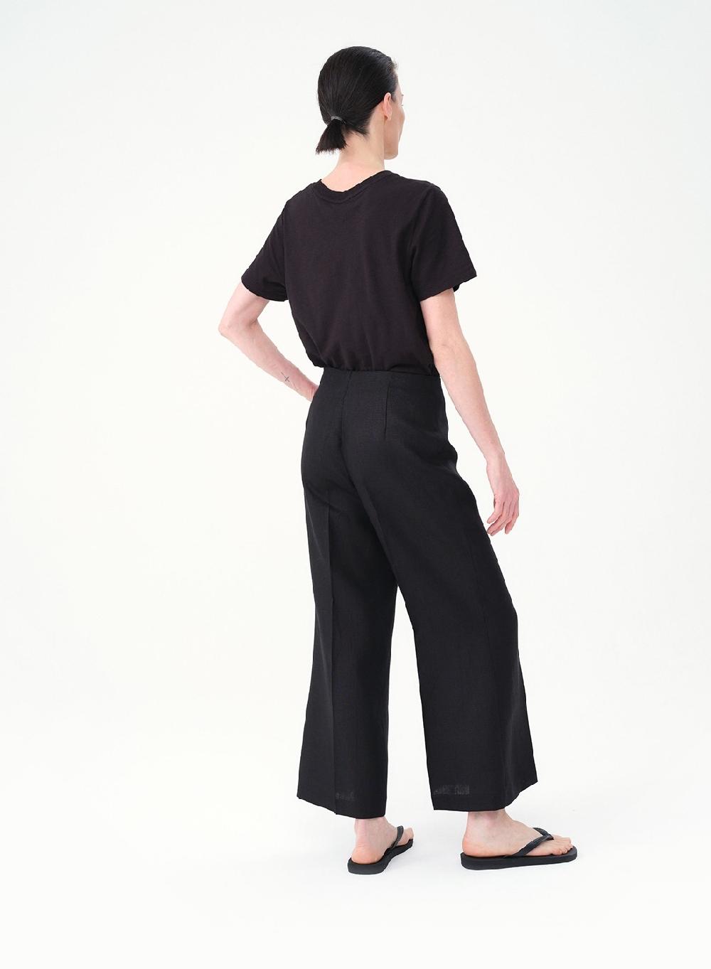 Etiqueta negra Pantalon oxford lino Rebajas top