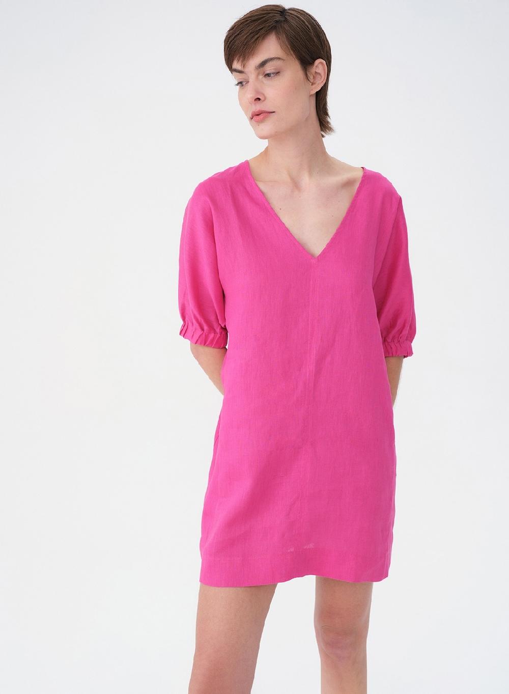 Etiqueta negra Vestido corto lino COMPRAR AHORA