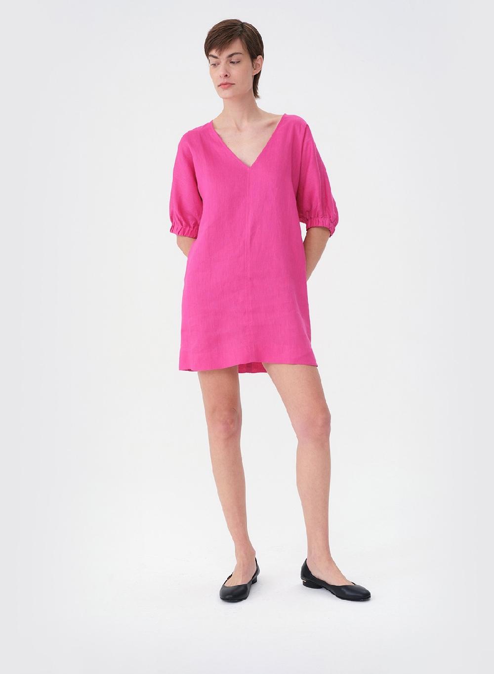 Etiqueta negra Vestido corto lino COMPRAR AHORA