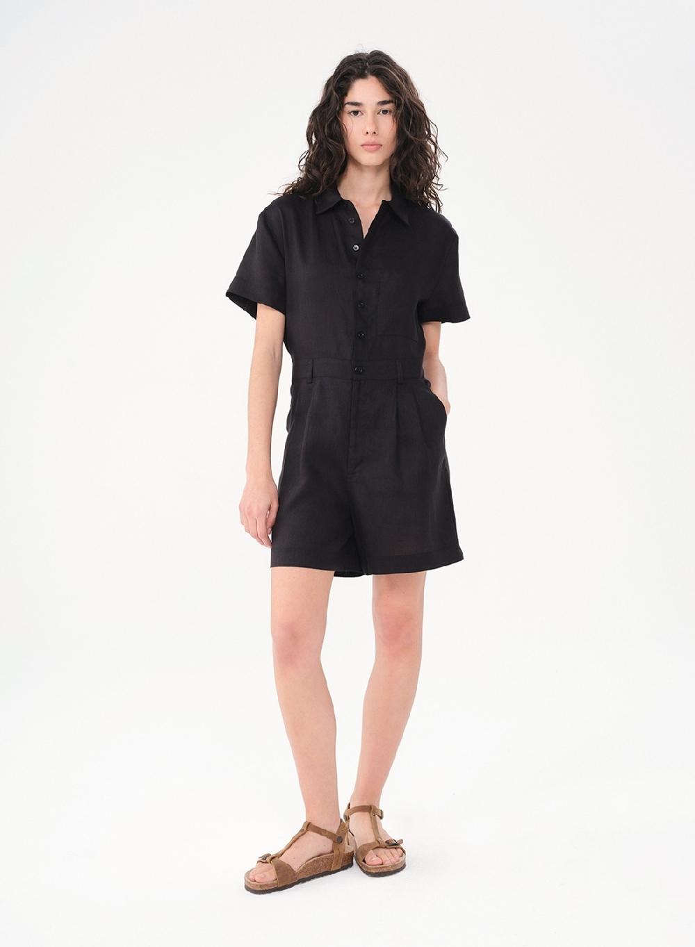 Etiqueta negra ENTERO CORTO LINO Outlet