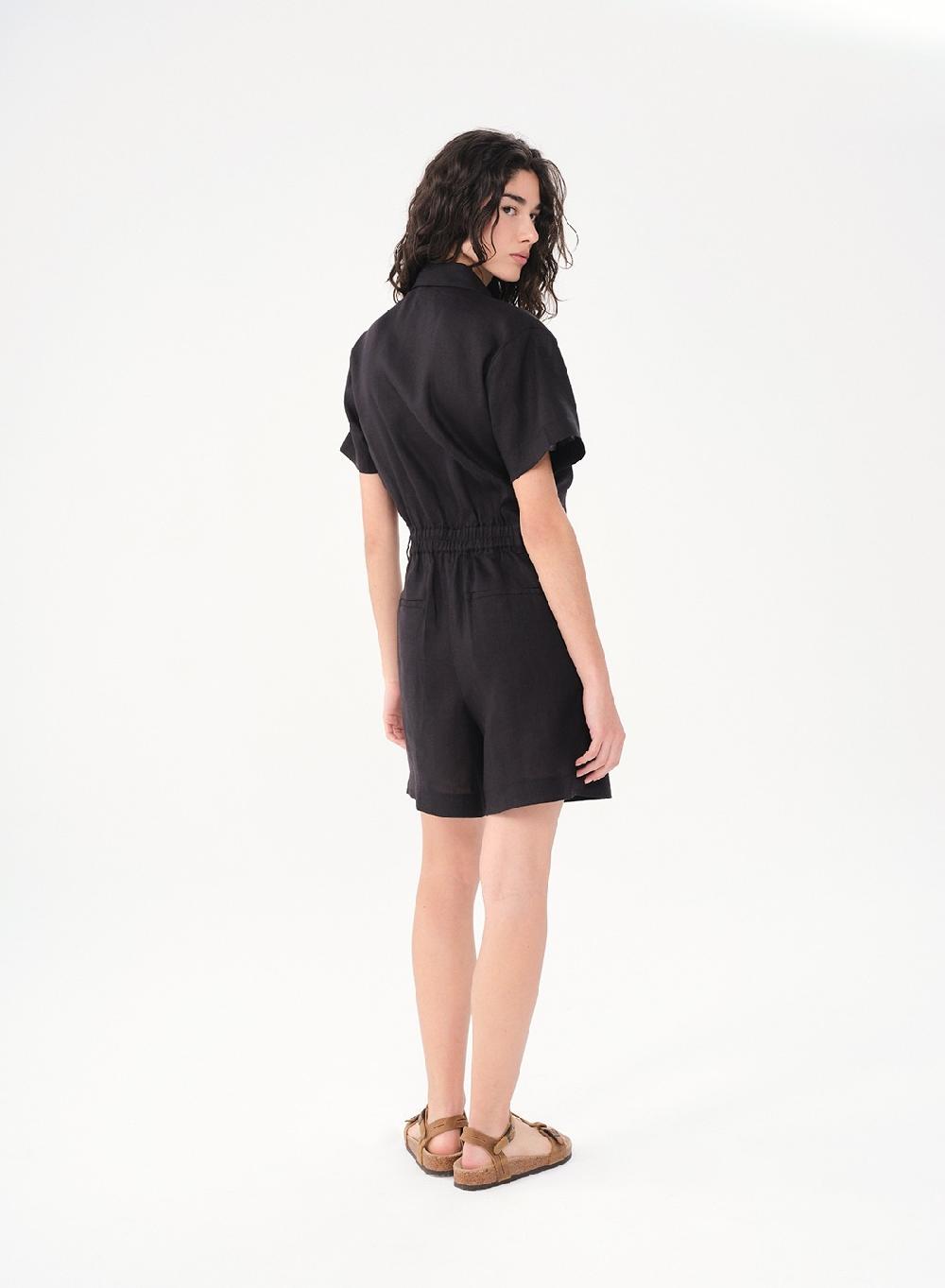Etiqueta negra ENTERO CORTO LINO Outlet