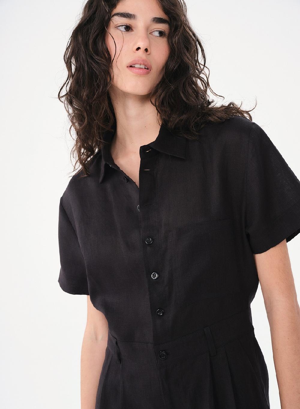 Etiqueta negra ENTERO CORTO LINO Outlet