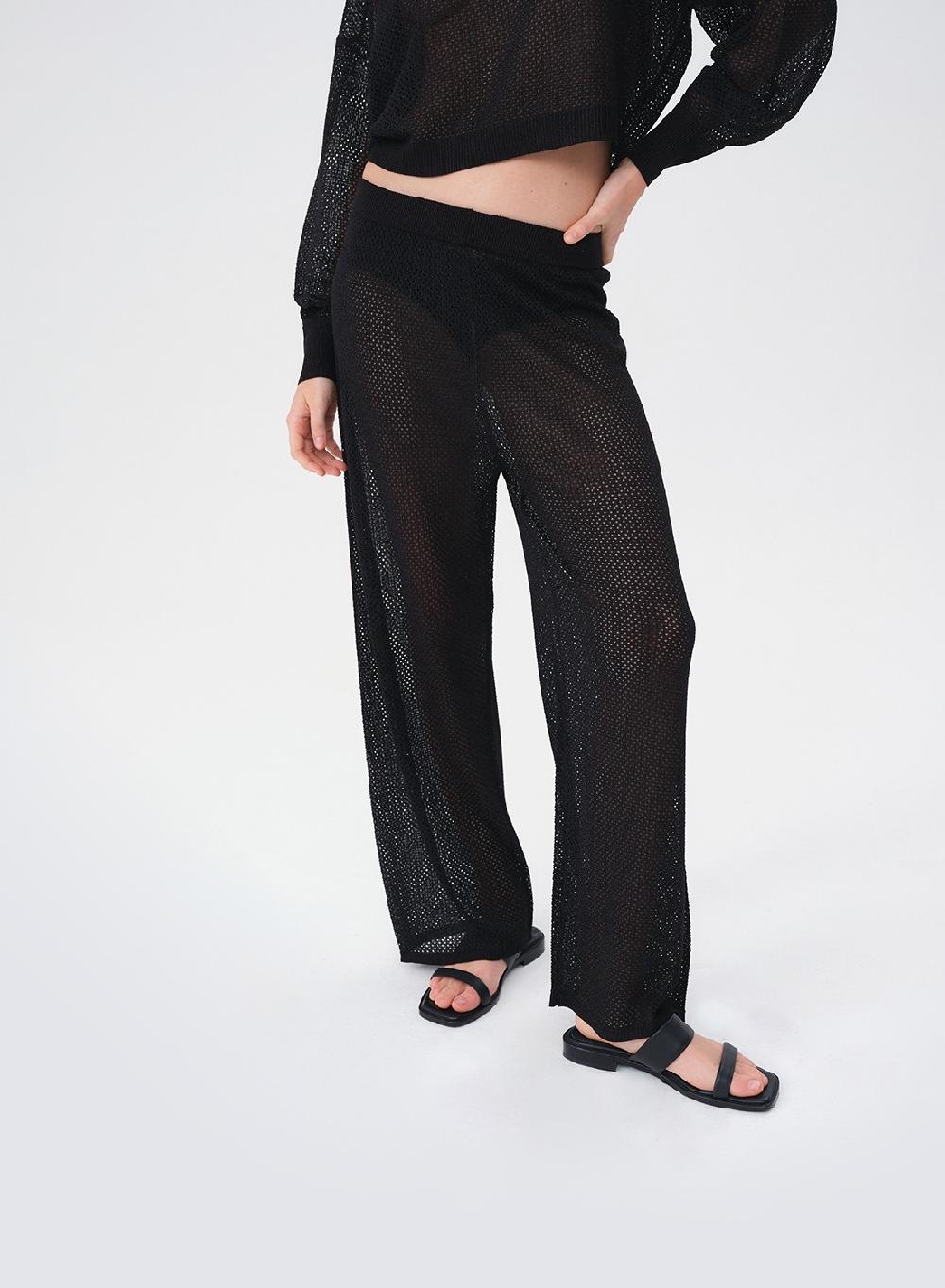 Etiqueta negra Pantalon calado lurex Tienda de fábrica