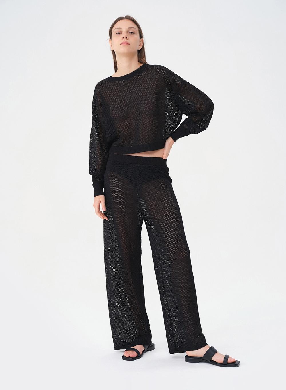 Etiqueta negra Pantalon calado lurex Tienda de fábrica