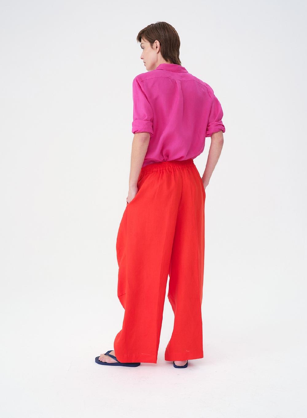 Etiqueta negra Pantalon babucha lino En oferta