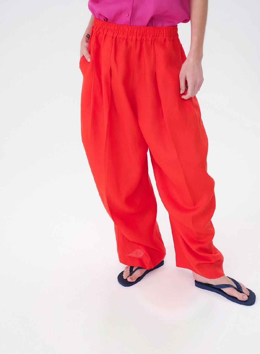Etiqueta negra Pantalon babucha lino En oferta