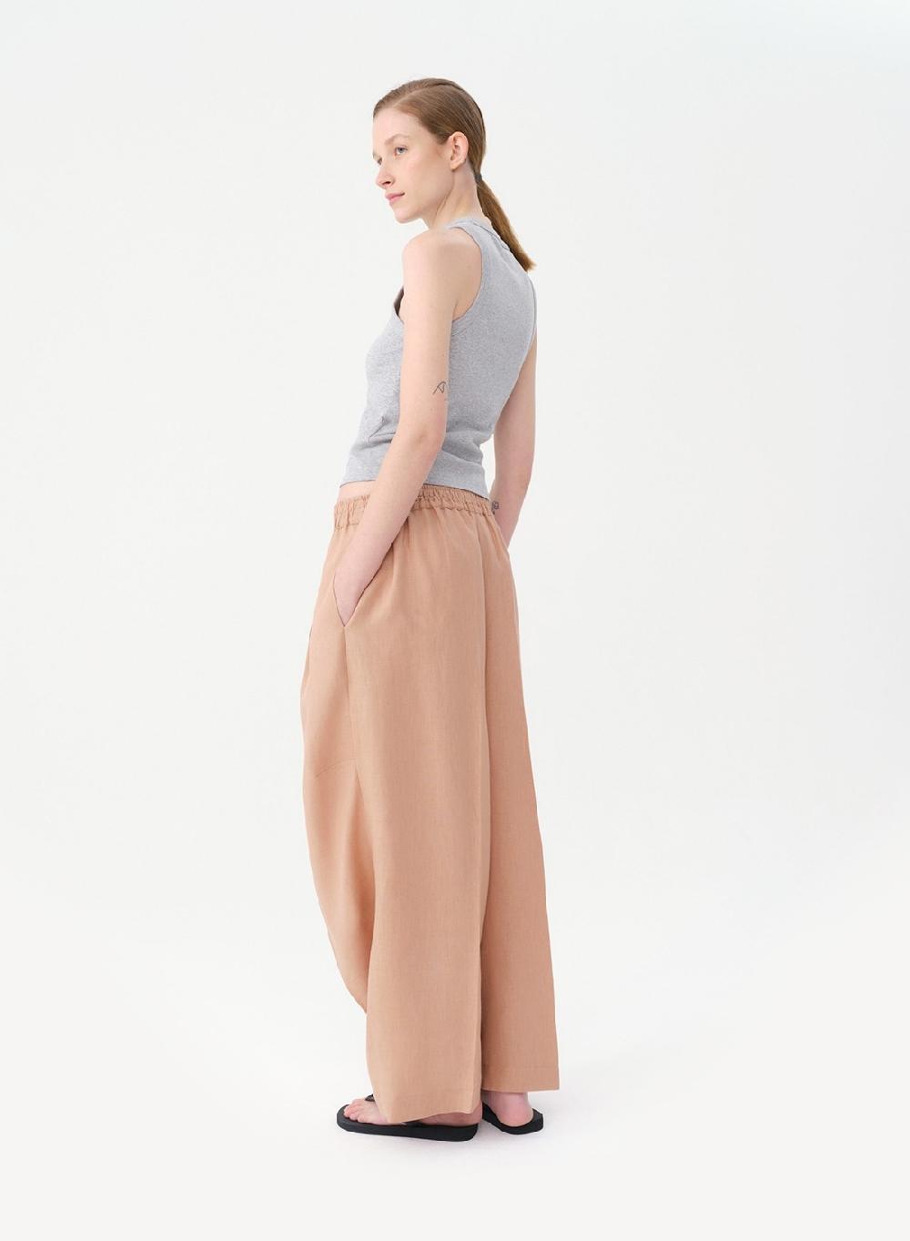 Etiqueta negra Pantalon babucha lino Libre de impuestos