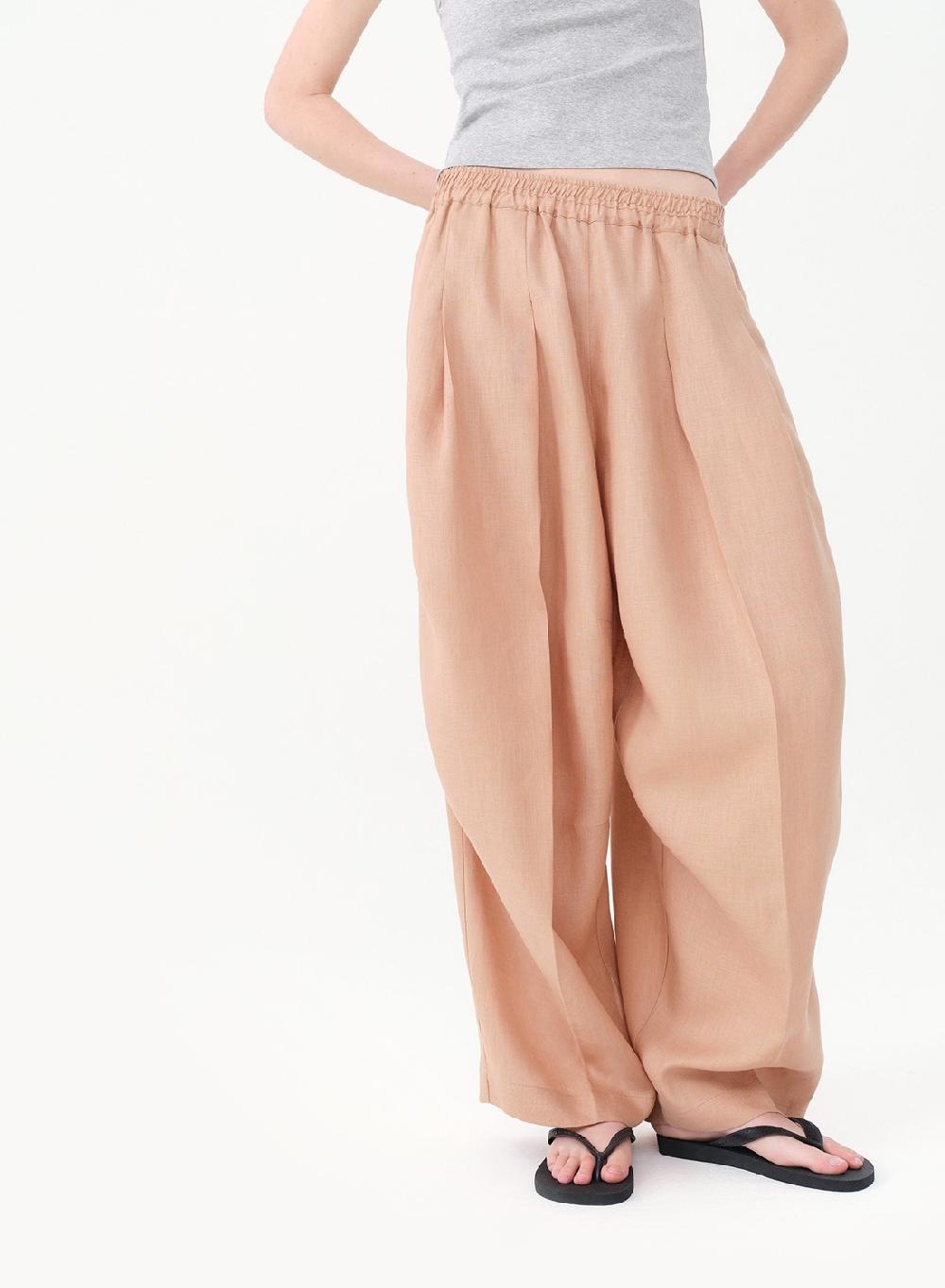 Etiqueta negra Pantalon babucha lino Libre de impuestos