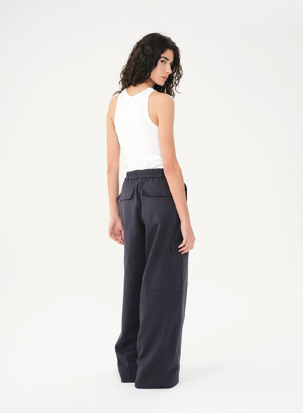 Etiqueta negra PANTALON CARGO LINO ALGODON Última moda