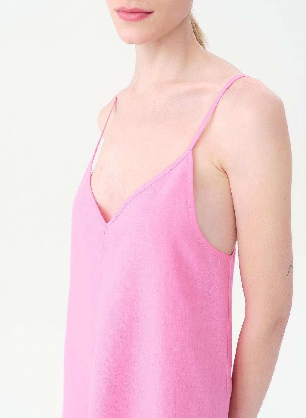 Etiqueta negra Vestido breteles lino picos Descuento