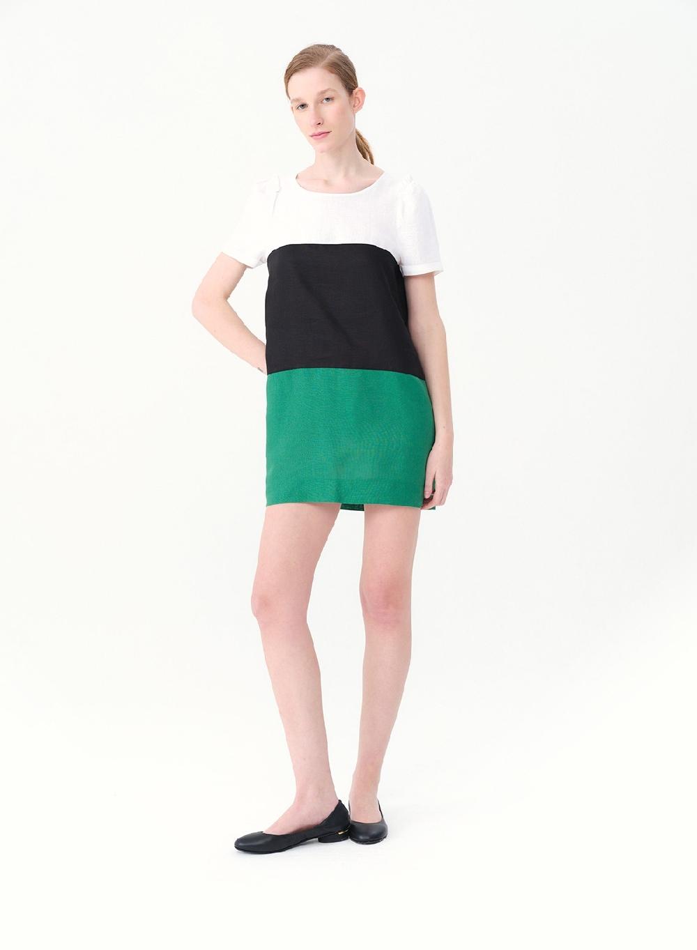 Etiqueta negra Vestido combinado lino Rebajas online