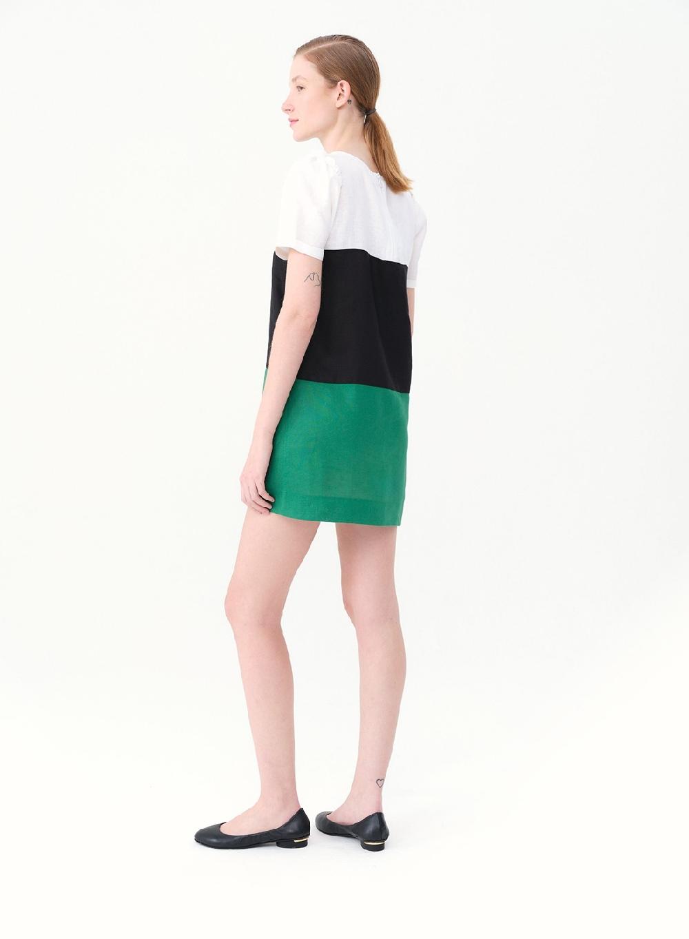 Etiqueta negra Vestido combinado lino Rebajas online