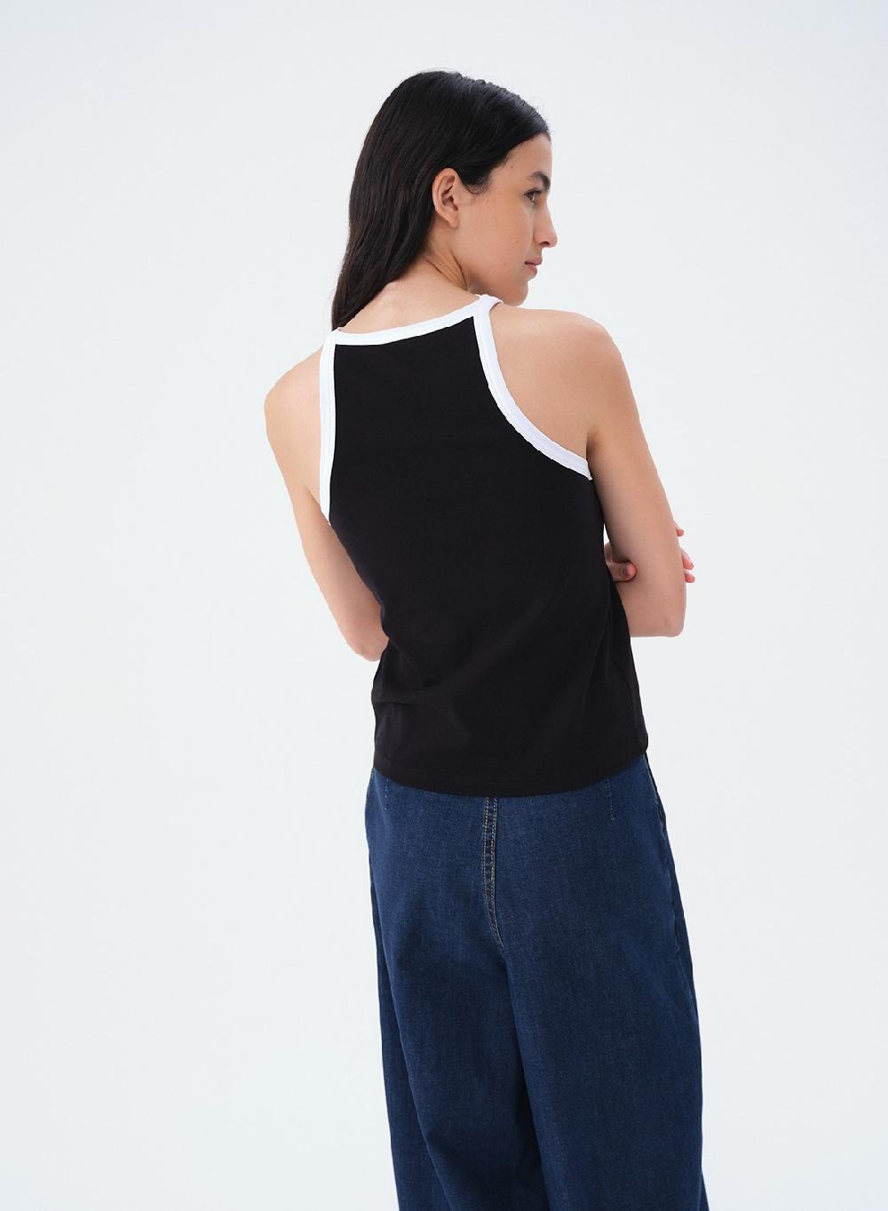 Etiqueta negra Musculosa rib combinada Envío gratis