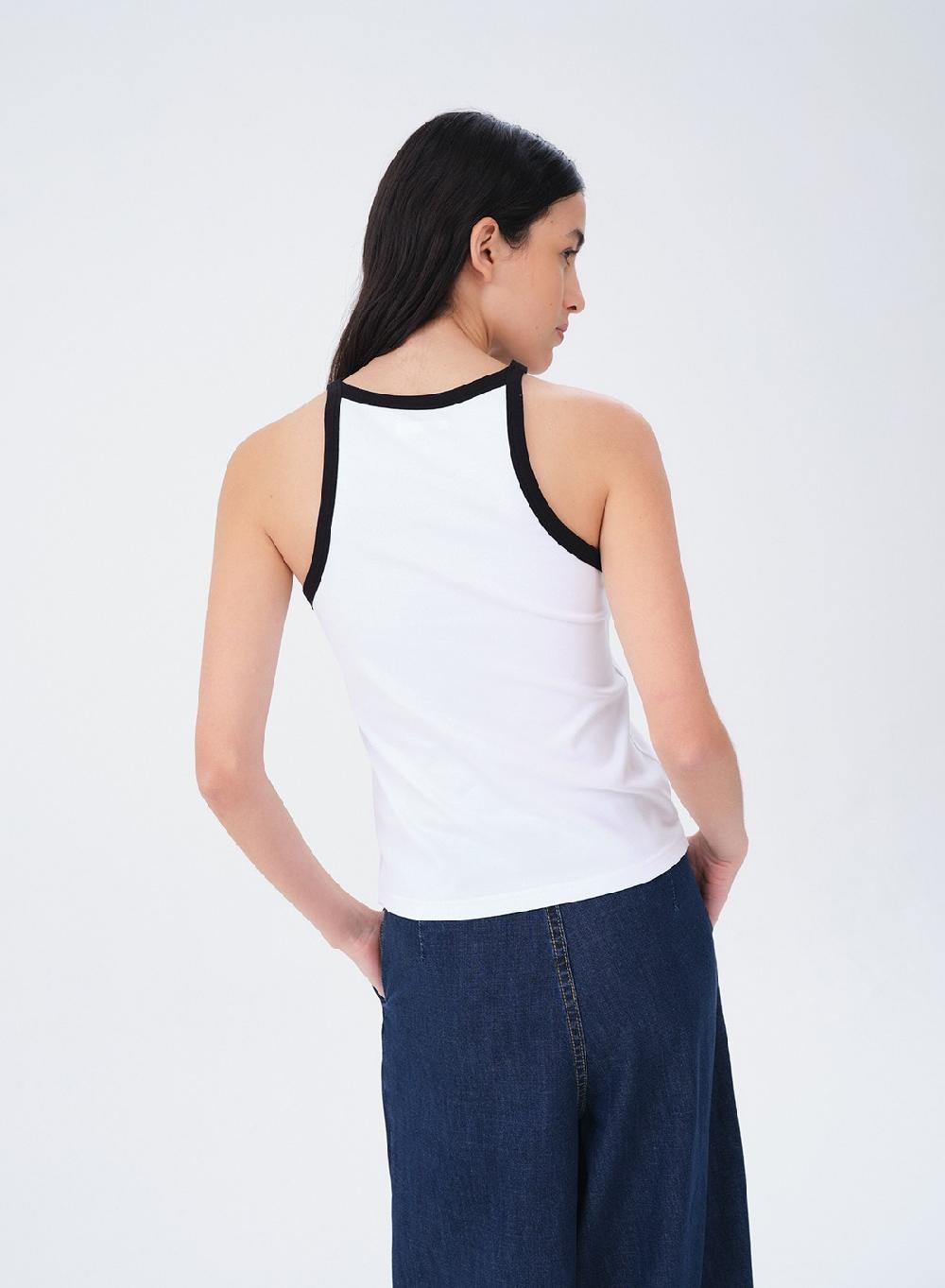 Etiqueta negra Musculosa rib combinada Outlet online
