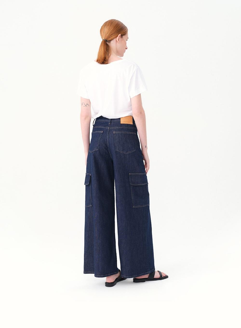 Etiqueta negra Jean ancho cargo denim Rebajas